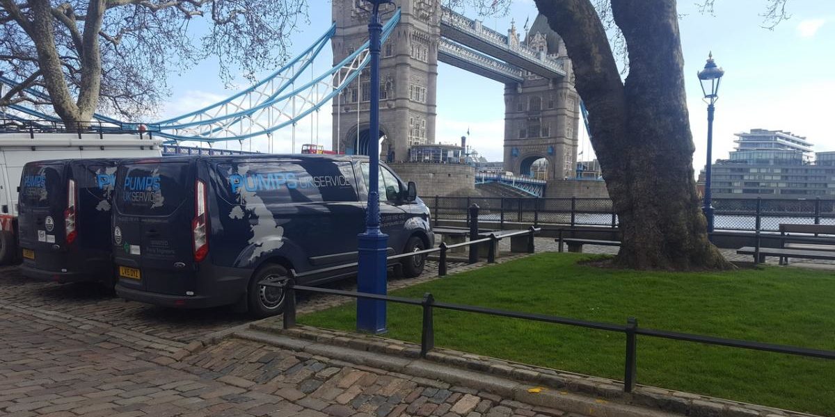 Vans next to Tower Bridge Vans next to Tower Bridge